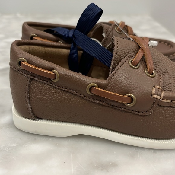 ❌SOLD❌ NWT Janie and Jack Baby Boy Brown Leather Boat Shoes - Size 7 - Picture 6 of 14